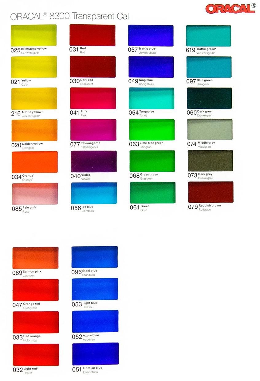 Karta kolorów folia witrażowa
